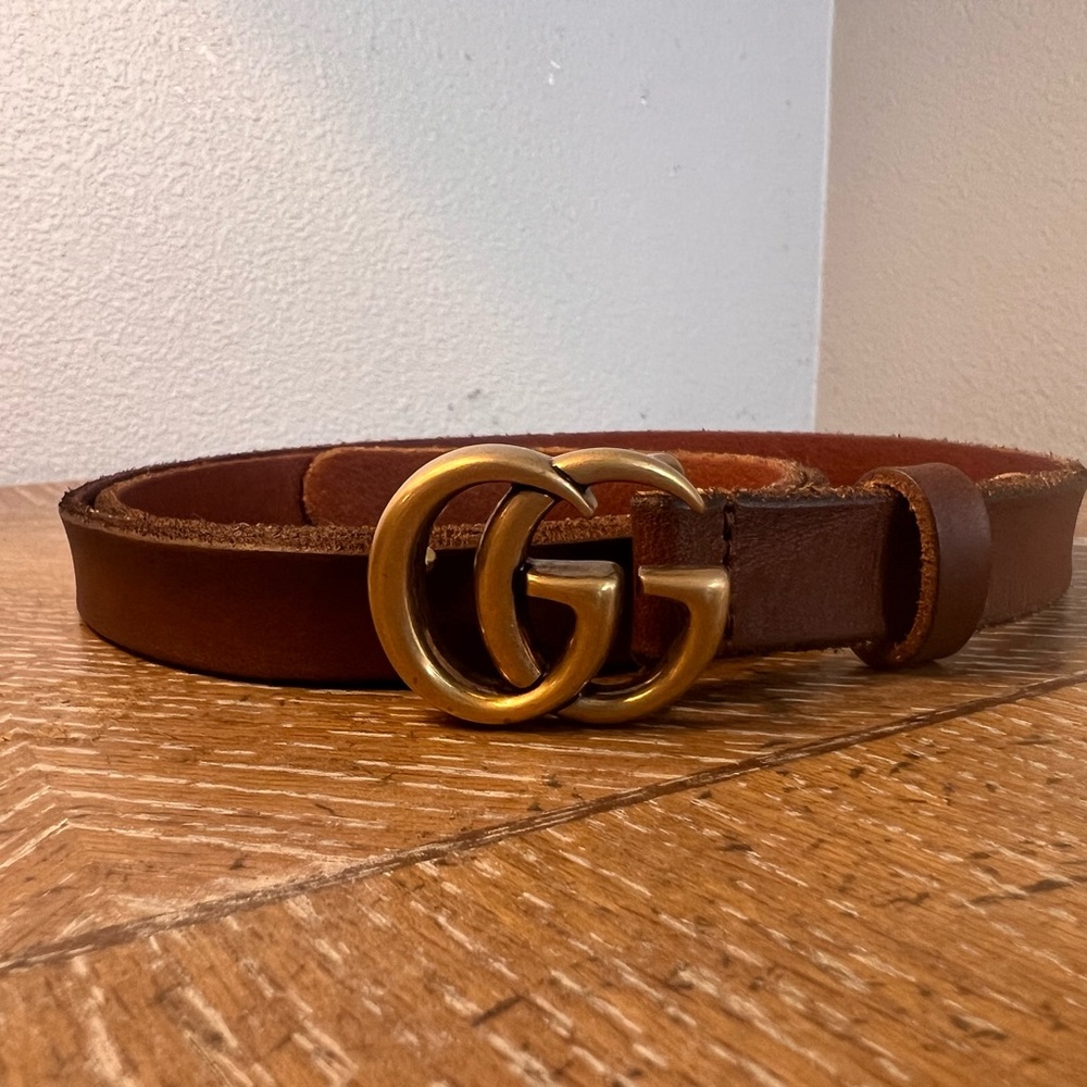 Gucci Double G Gold Buckle Leather Belt